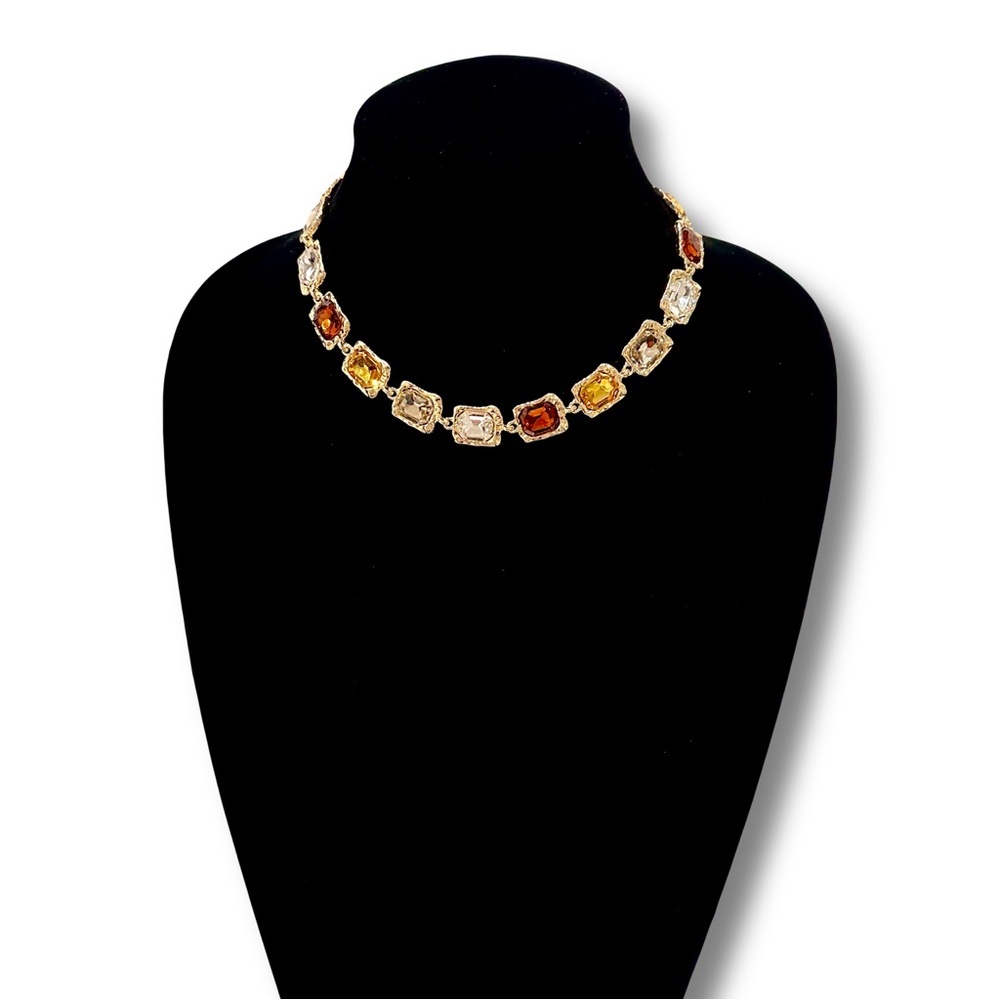 WARM HUES Designer Gemstone Statement Necklace & Earrings Set | NWT - Picture 12 of 16